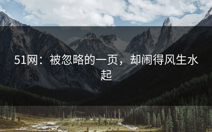 51网:被忽略的一页,却闹得风生水起 51网:被忽略的一页,却闹得风生水起